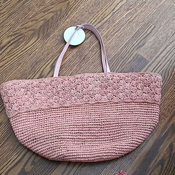 BTB Los Angeles Women's Sera Straw Tote - Color Rose - NWT - Picture 6 of 7
